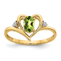 14k Peridot and Diamond Heart Ring-XBS497