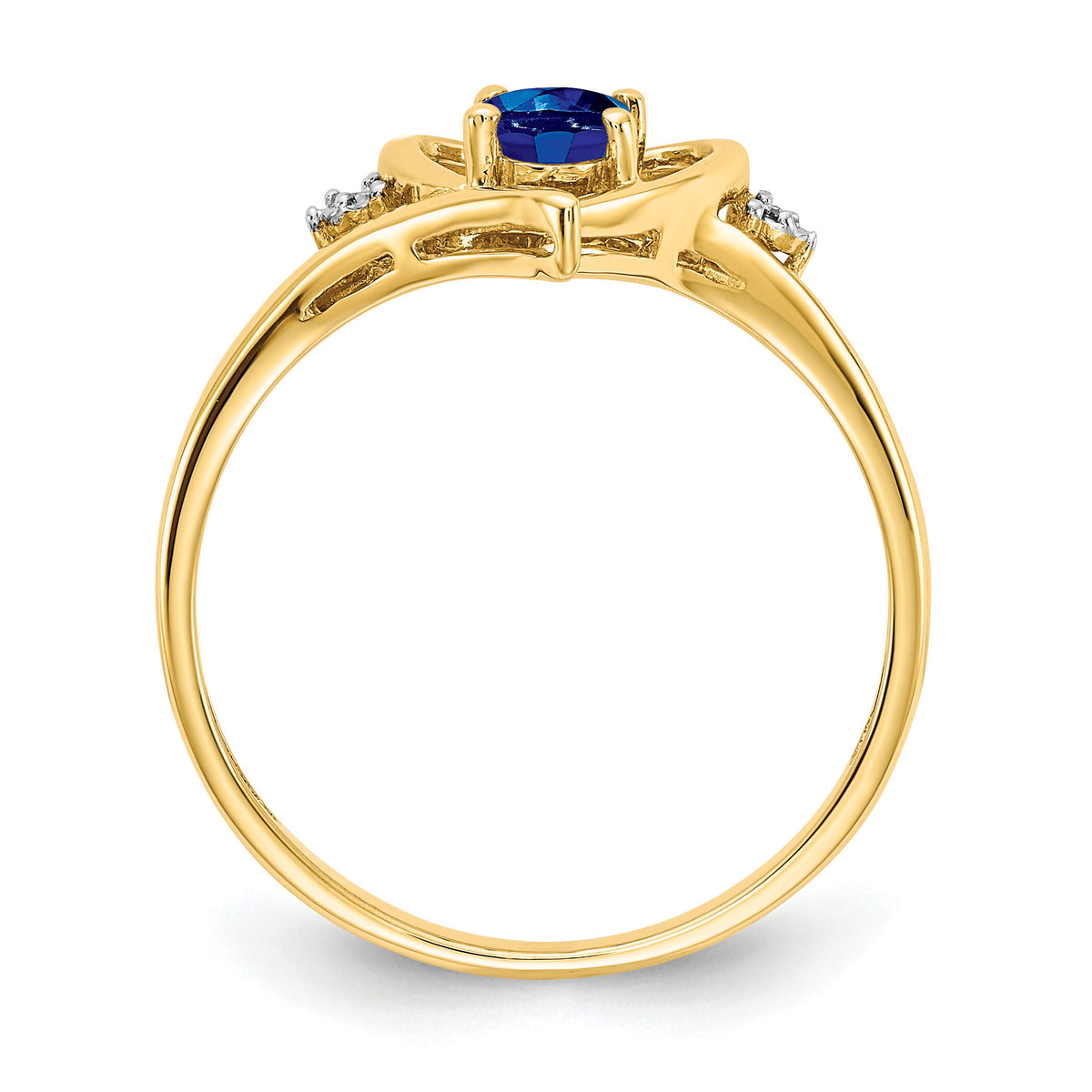 14k Sapphire and Diamond Heart Ring-XBS498