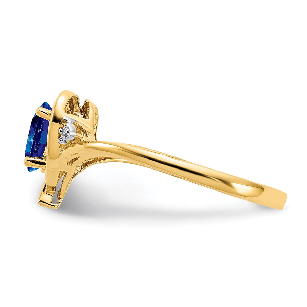 14k Sapphire and Diamond Heart Ring-XBS498