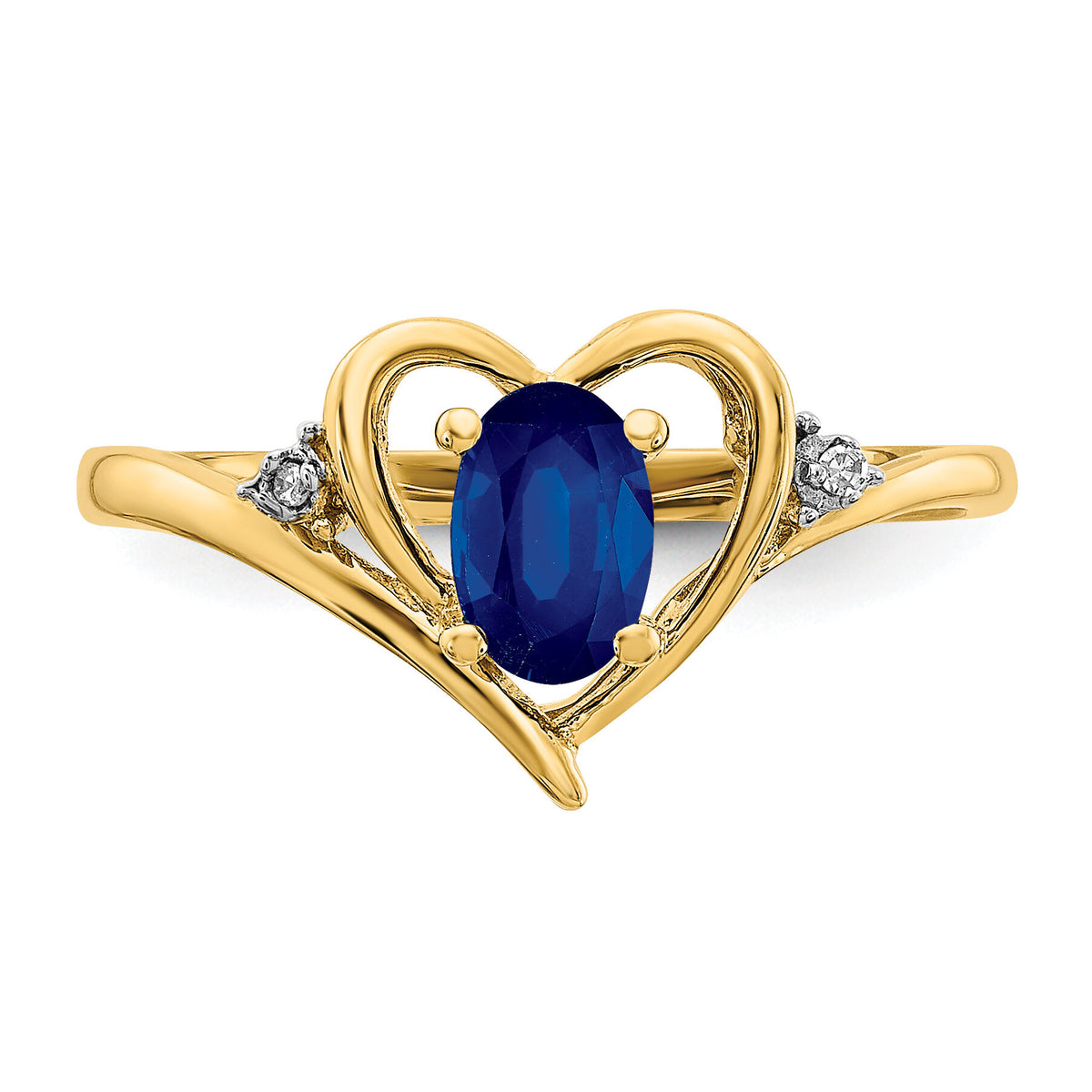 14k Sapphire and Diamond Heart Ring-XBS498