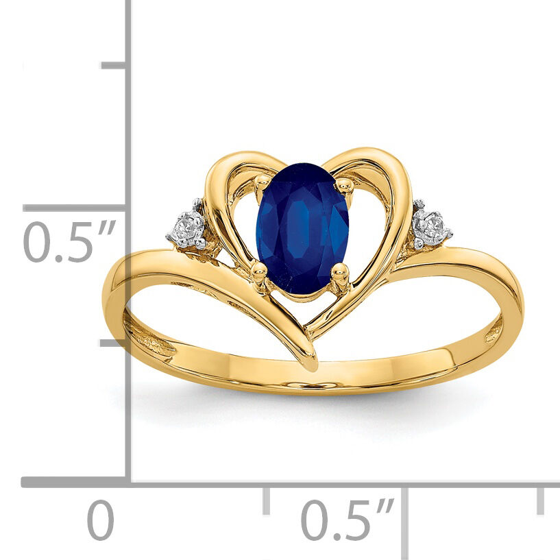 14k Sapphire and Diamond Heart Ring-XBS498