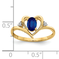 14k Sapphire and Diamond Heart Ring-XBS498