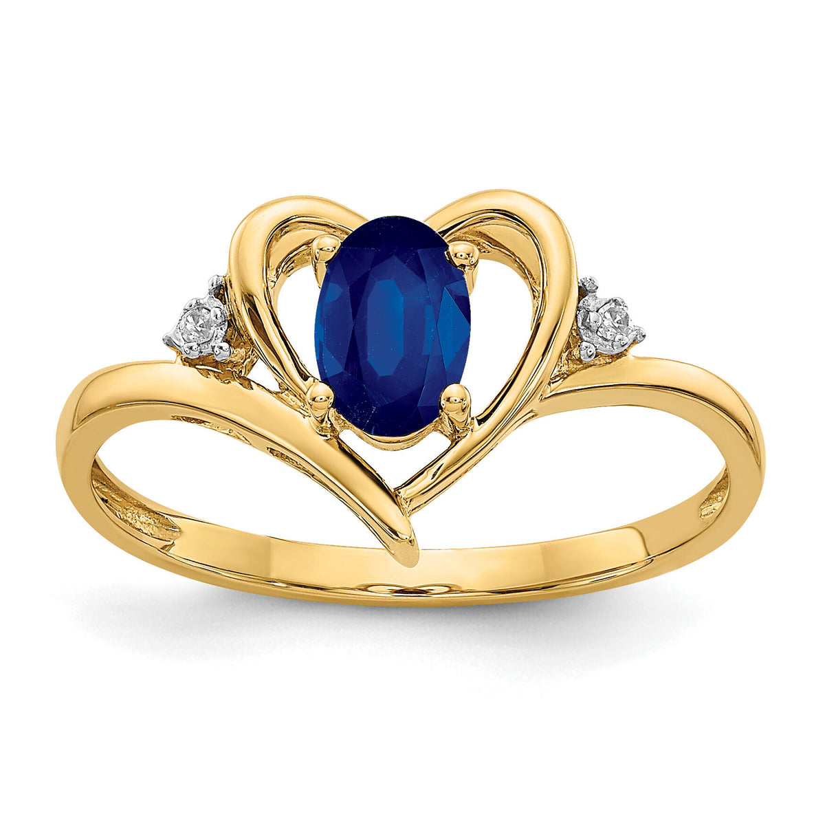 14k Sapphire and Diamond Heart Ring-XBS498