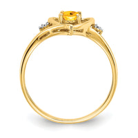14k Citrine and Diamond Heart Ring-XBS500