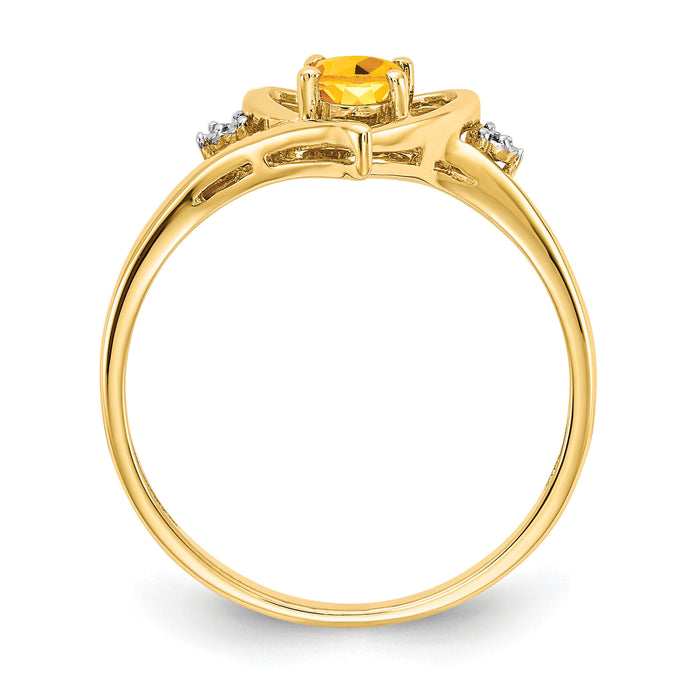14k Citrine and Diamond Heart Ring-XBS500