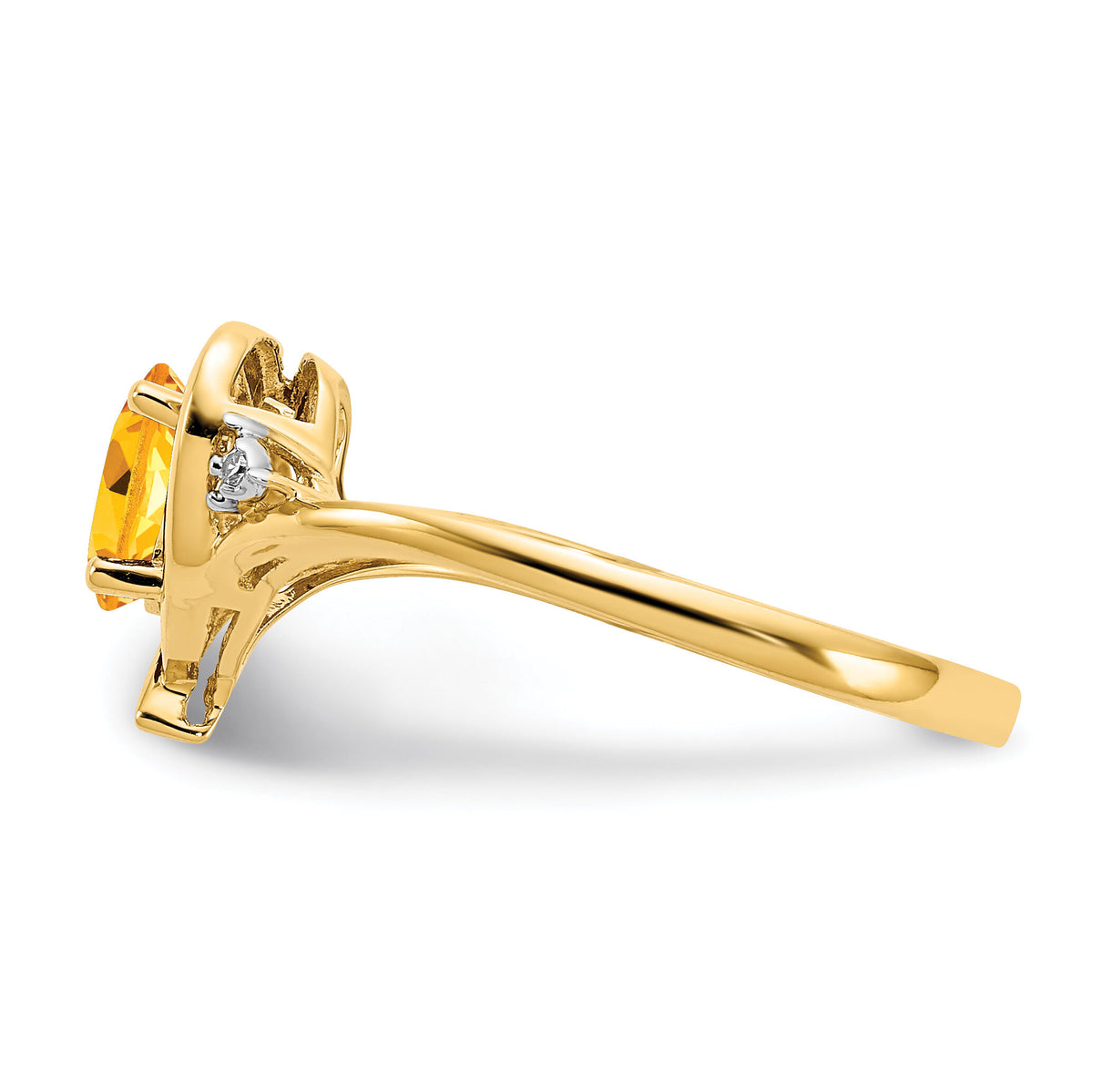 14k Citrine and Diamond Heart Ring-XBS500