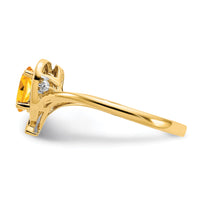14k Citrine and Diamond Heart Ring-XBS500