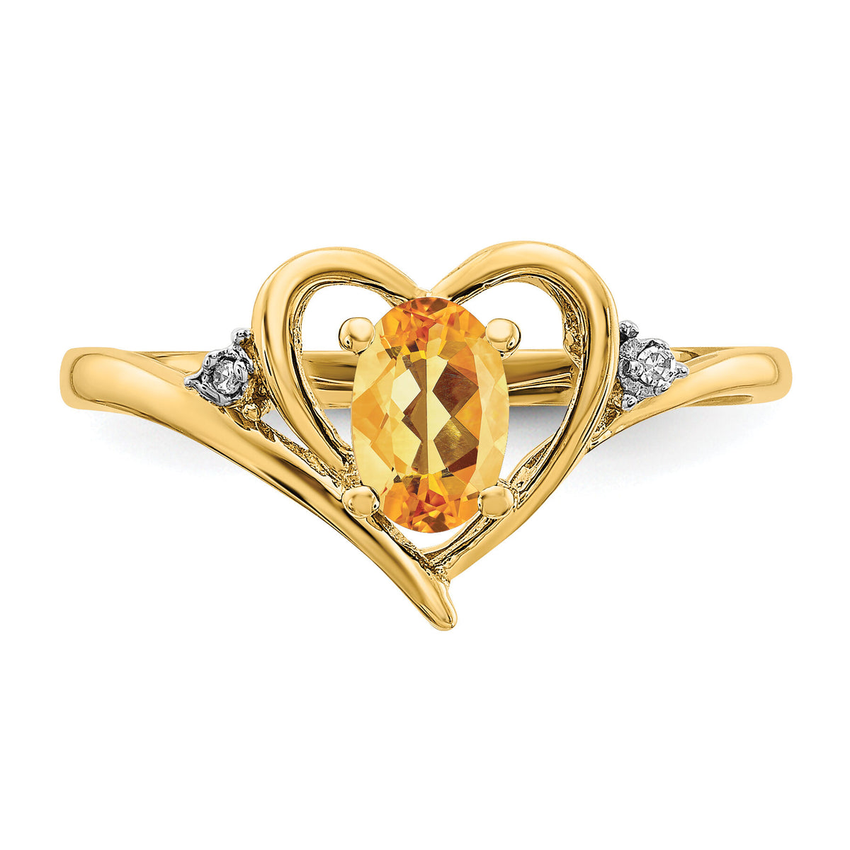 14k Citrine and Diamond Heart Ring-XBS500