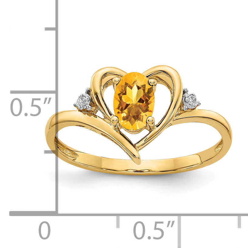 14k Citrine and Diamond Heart Ring-XBS500