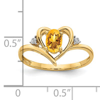 14k Citrine and Diamond Heart Ring-XBS500