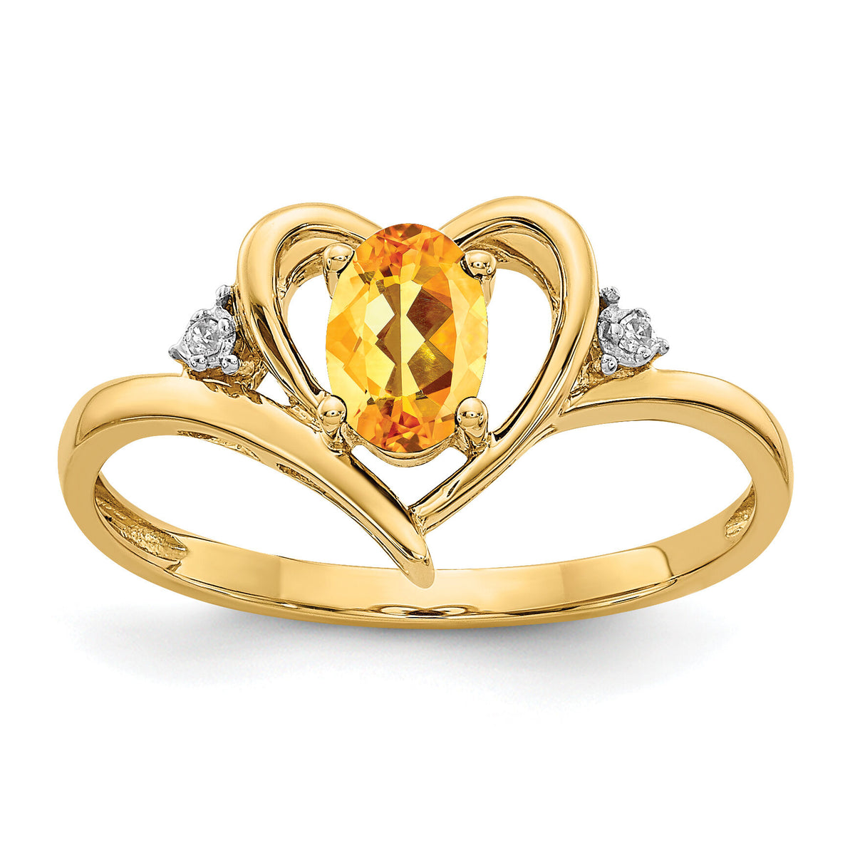 14k Citrine and Diamond Heart Ring-XBS500