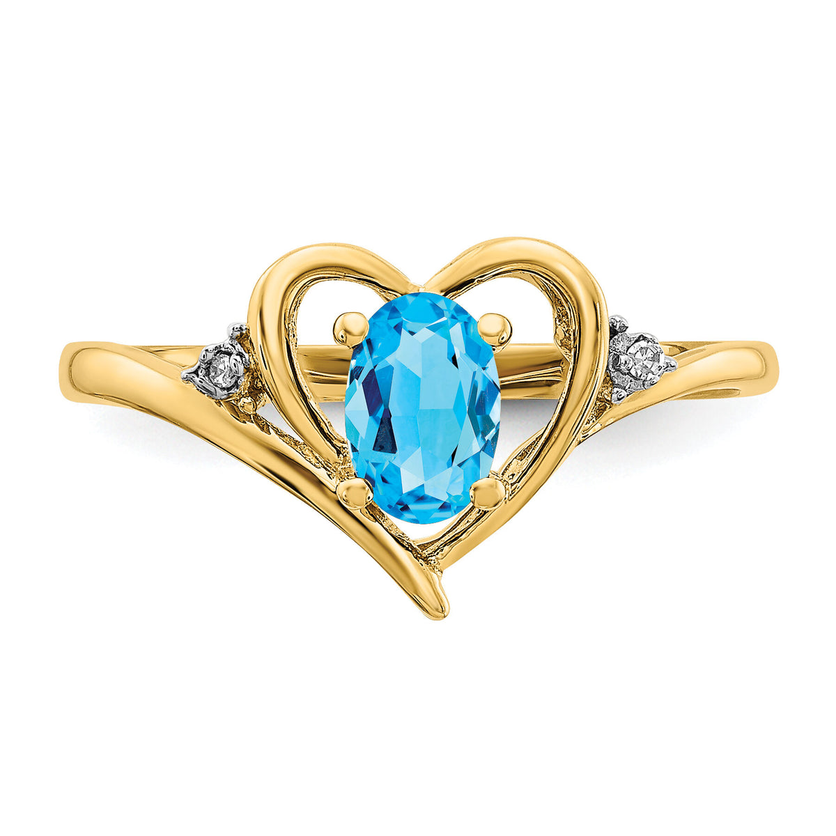 14k Blue Topaz and Diamond Heart Ring-XBS501