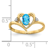 14k Blue Topaz and Diamond Heart Ring-XBS501