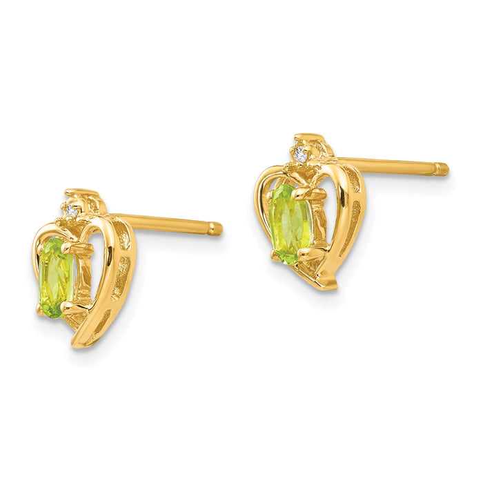14k Peridot and Diamond Heart Earrings-XBS502