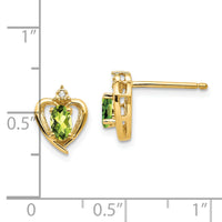 14k Peridot and Diamond Heart Earrings-XBS502
