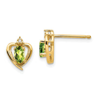 14k Peridot and Diamond Heart Earrings-XBS502