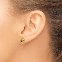 14k Sapphire and Diamond Heart Earrings-XBS503