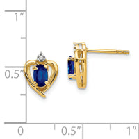 14k Sapphire and Diamond Heart Earrings-XBS503