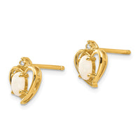 14k Opal and Diamond Heart Earrings-XBS504