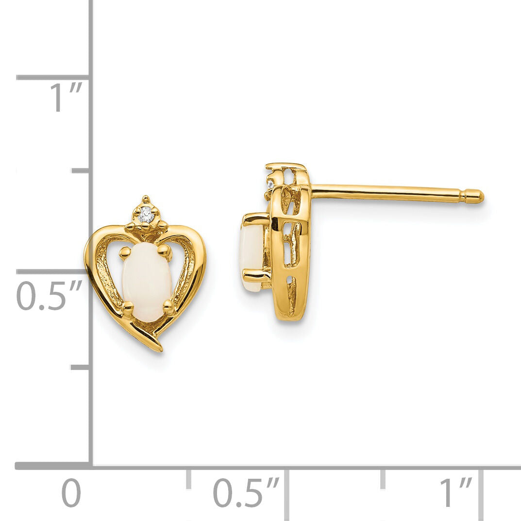 14k Opal and Diamond Heart Earrings-XBS504