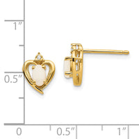 14k Opal and Diamond Heart Earrings-XBS504