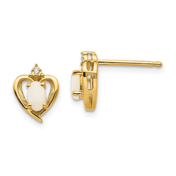 14k Opal and Diamond Heart Earrings-XBS504