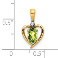 14k Peridot and Diamond Heart Pendant-XBS507