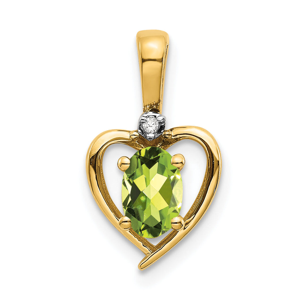 14k Peridot and Diamond Heart Pendant-XBS507