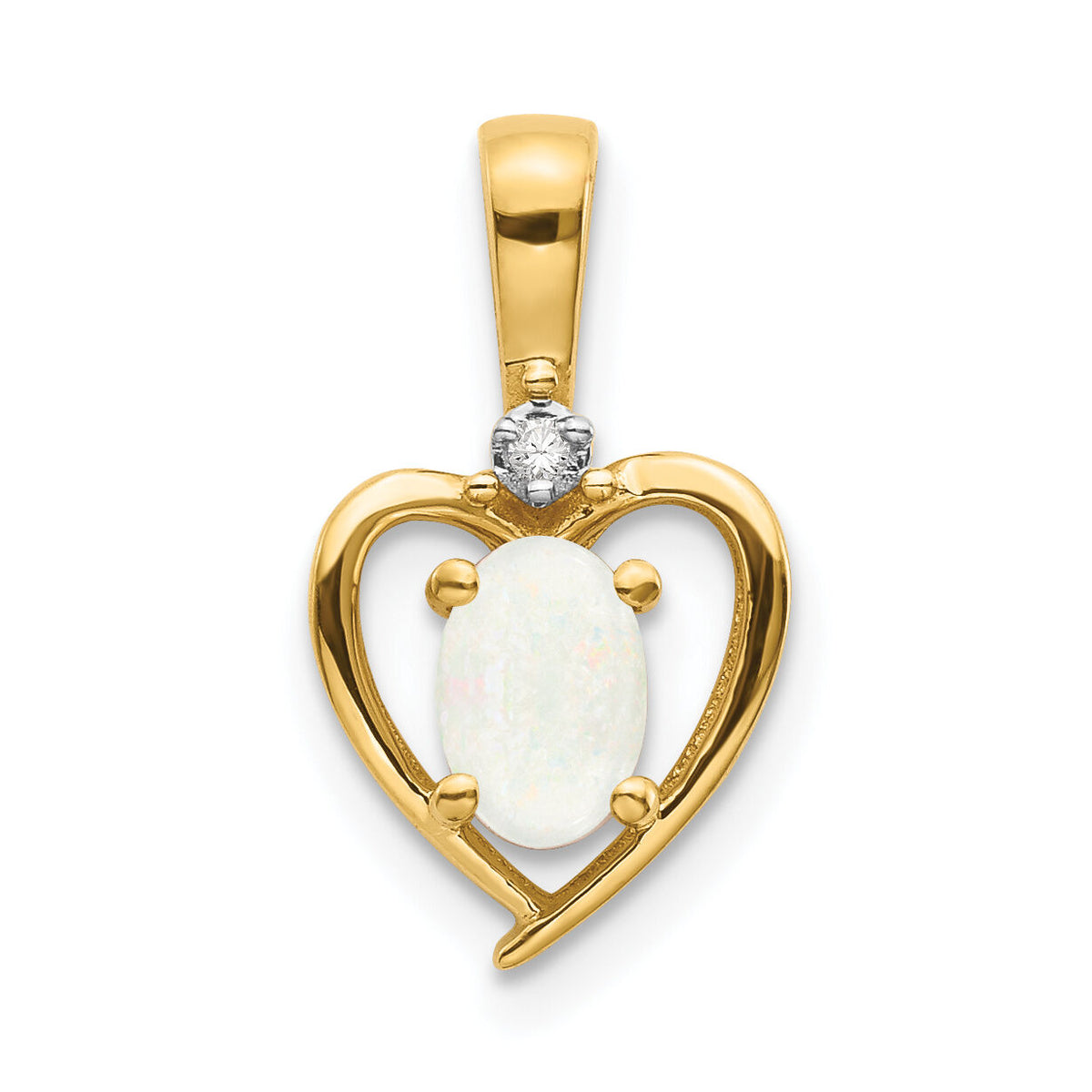 14k Opal and Diamond Heart Pendant-XBS509