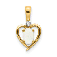 14k Opal and Diamond Heart Pendant-XBS509