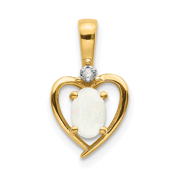 14k Opal and Diamond Heart Pendant-XBS509