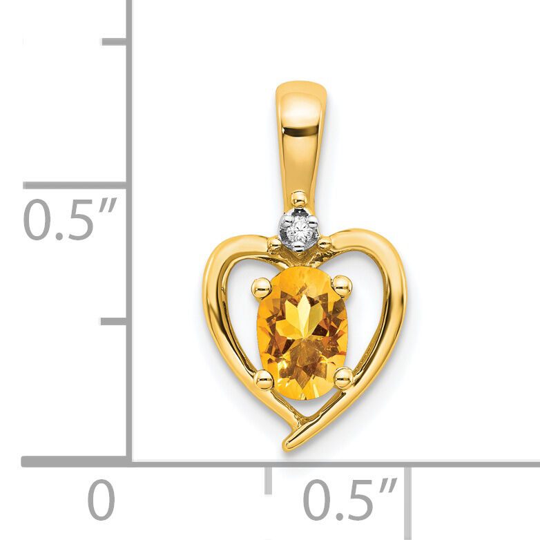14k Citrine and Diamond Heart Pendant-XBS510