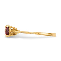 14k Gold Polished Garnet Bow Ring-XBS512
