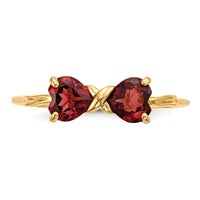 14k Gold Polished Garnet Bow Ring-XBS512