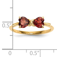 14k Gold Polished Garnet Bow Ring-XBS512