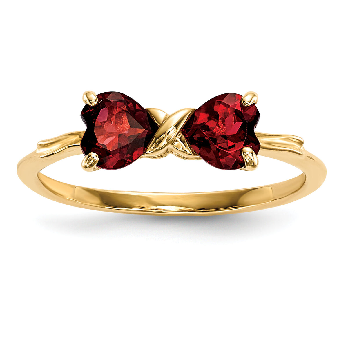 14k Gold Polished Garnet Bow Ring-XBS512