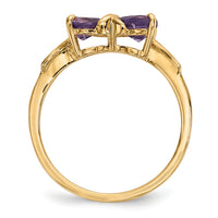 14k Gold Polished Amethyst Bow Ring-XBS513