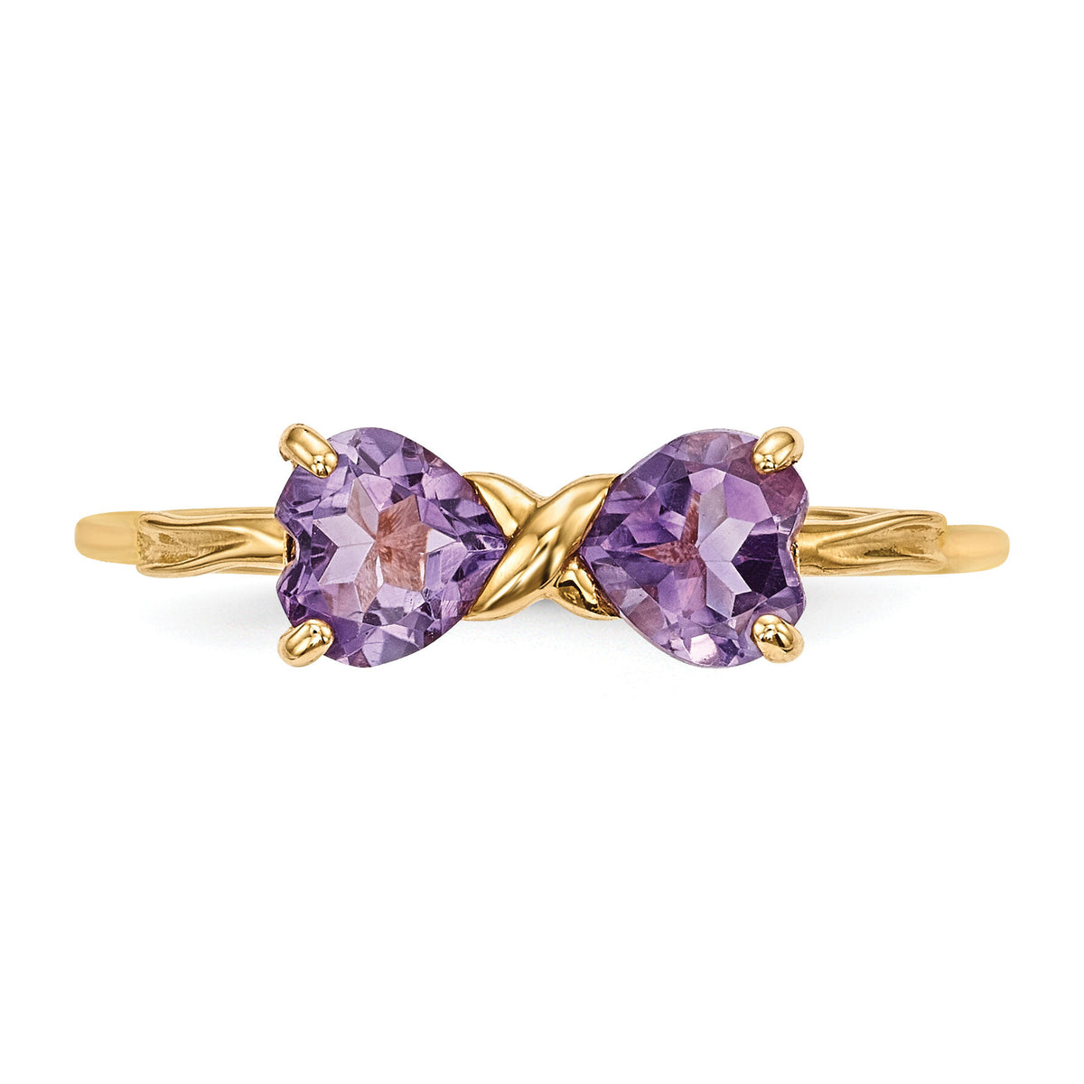 14k Gold Polished Amethyst Bow Ring-XBS513