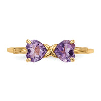 14k Gold Polished Amethyst Bow Ring-XBS513