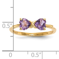 14k Gold Polished Amethyst Bow Ring-XBS513