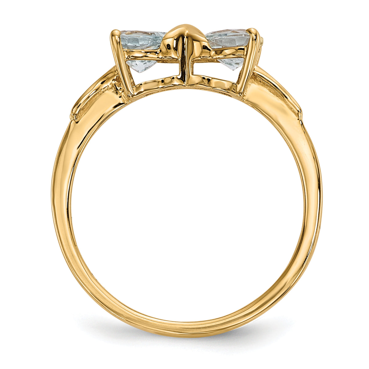 14k Gold Polished Aquamarine Bow Ring-XBS518