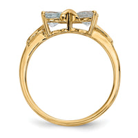 14k Gold Polished Aquamarine Bow Ring-XBS518