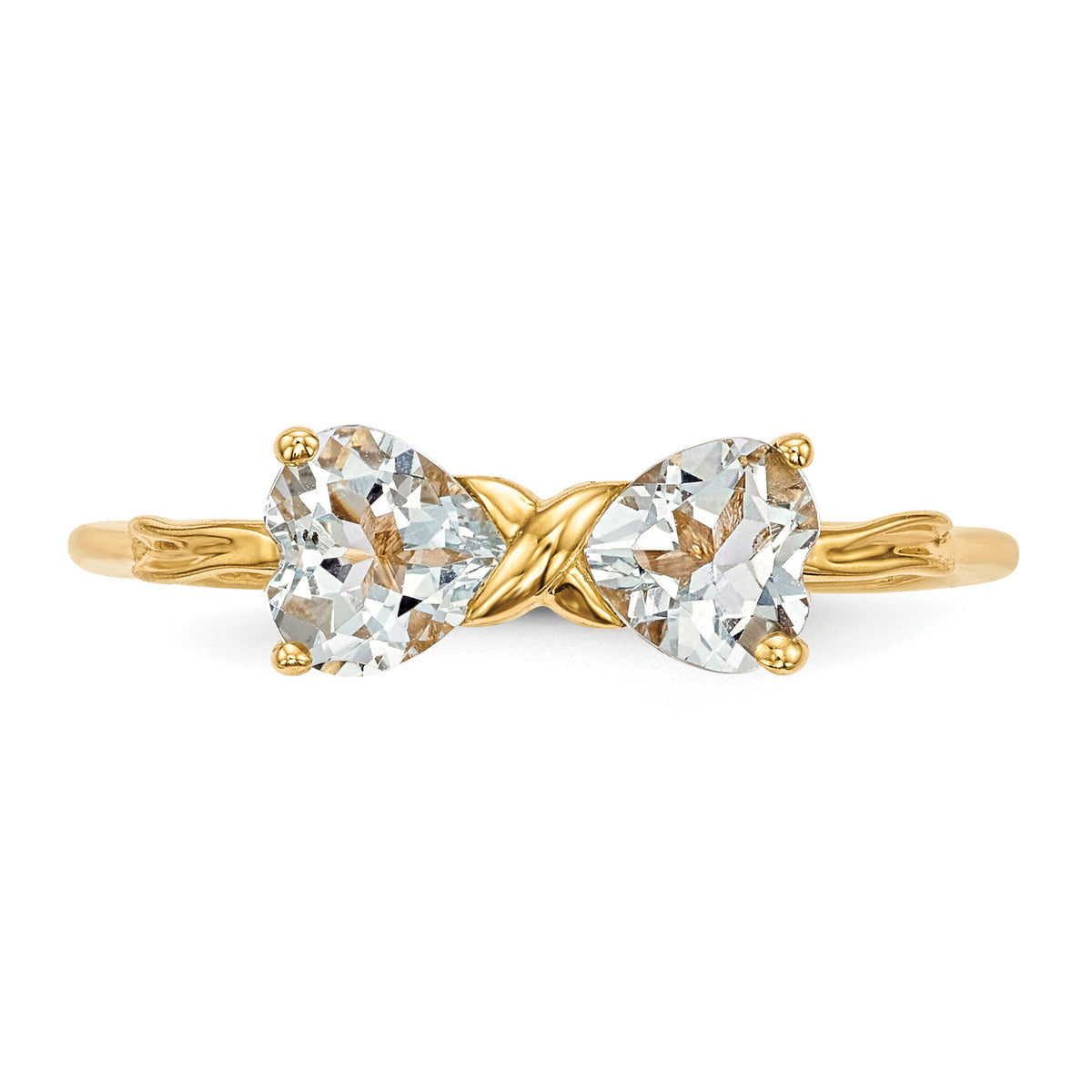 14k Gold Polished Aquamarine Bow Ring-XBS518