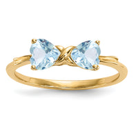 14k Gold Polished Aquamarine Bow Ring-XBS518