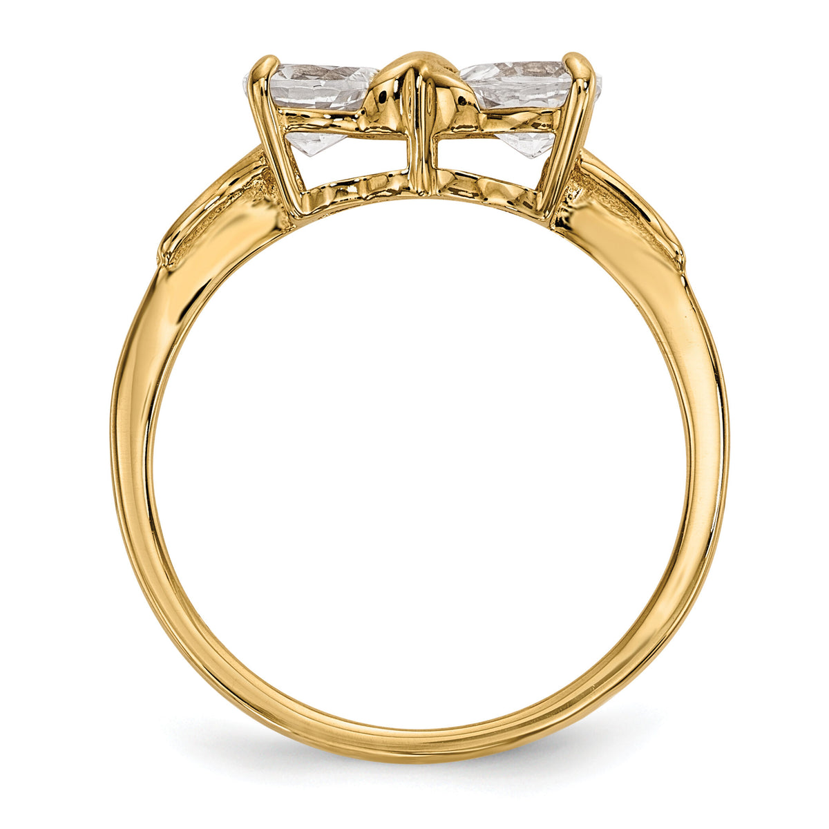 14k Gold Polished White Topaz Bow Ring-XBS519