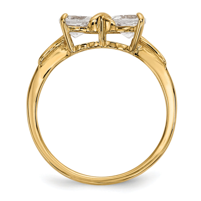 14k Gold Polished White Topaz Bow Ring-XBS519