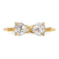 14k Gold Polished White Topaz Bow Ring-XBS519