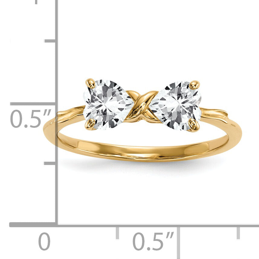 14k Gold Polished White Topaz Bow Ring-XBS519