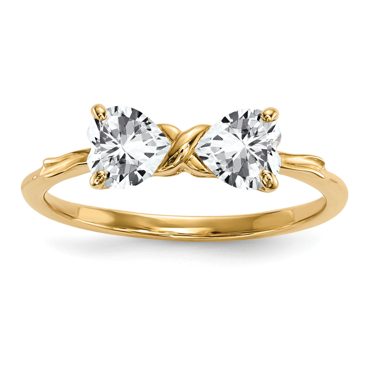 14k Gold Polished White Topaz Bow Ring-XBS519