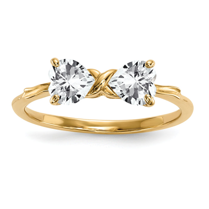 14k Gold Polished White Topaz Bow Ring-XBS519